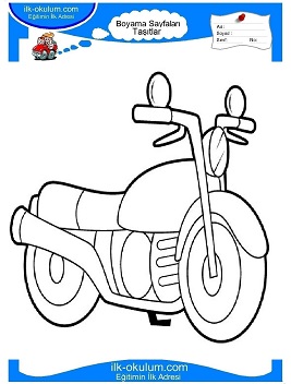 Çocuklar İçin Motor Boyama Sayfaları 